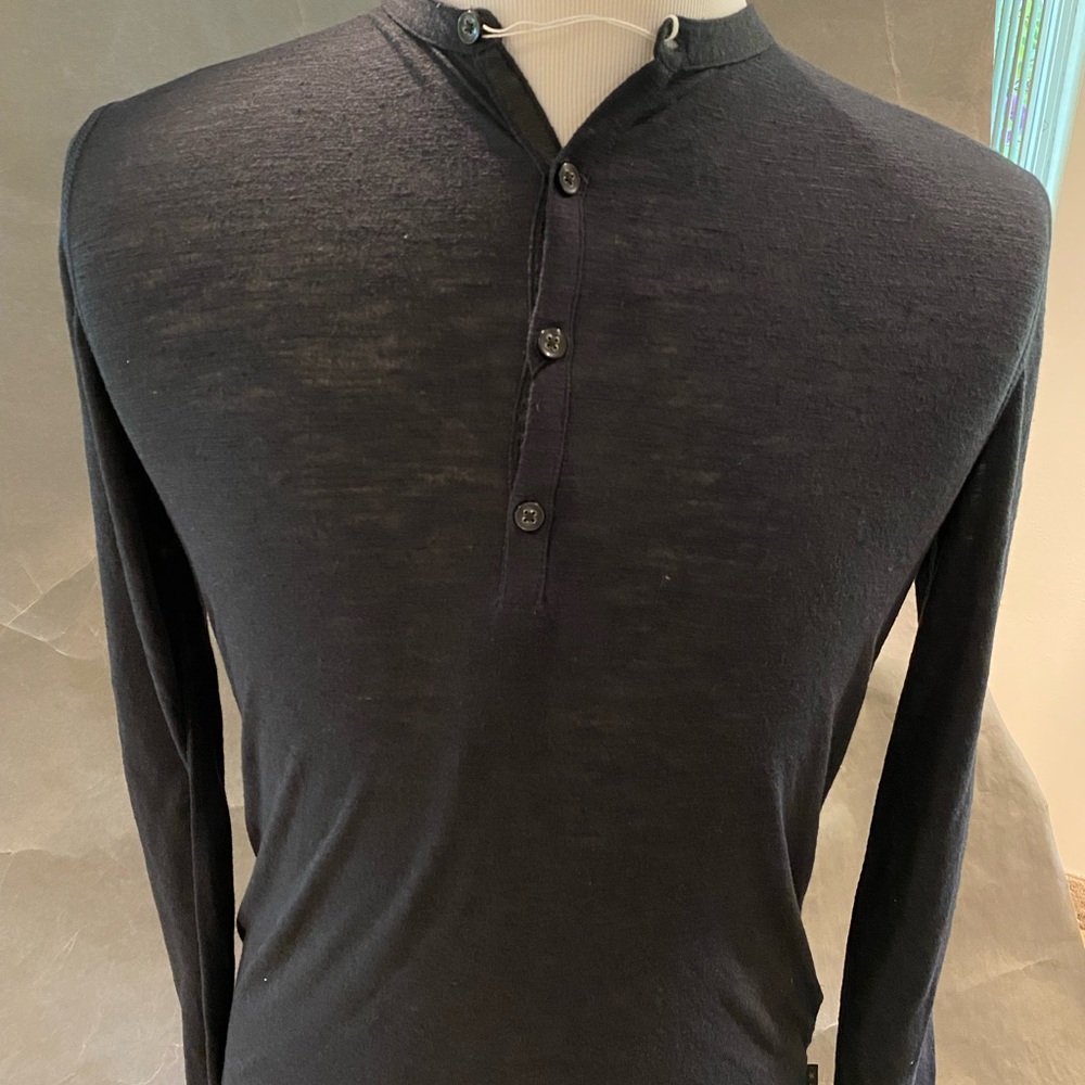John Varvatos Black Long Sleeve Tee Fitted Design